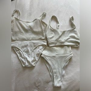 Aerie white ribbed bikini set of four